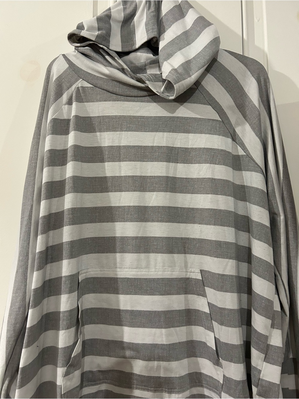 LuLaRoe Gray & White Striped Hoodie